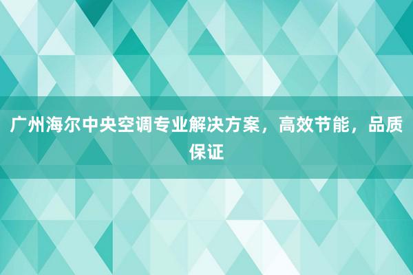 广州海尔中央空调专业解决方案，高效节能，品质保证