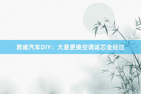 君威汽车DIY：大意更换空调滤芯全经过